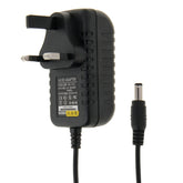Adaptador de corriente con enchufe británico de CA 100-240 V a CC 12 V 1 A, puntas: 5,5 x 2,1 mm, longitud del cable: aproximadamente 90 cm, CC 12 V 1 A, enchufe británico